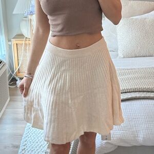 100% Cashmere wool Cream Ribbed Women's Skirt